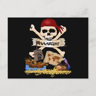Piratenflagge, Piratenschiff & Piratenpost Postkarte