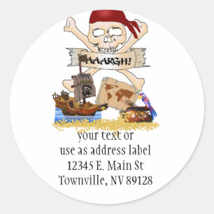 Piratenflagge, Piratenschiff & Piratenpost Runder Aufkleber