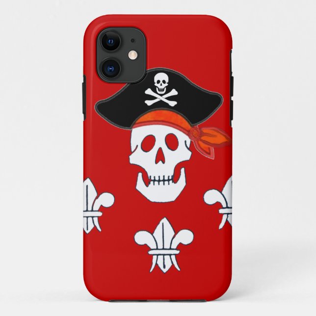 PIRATENFLAGGE, PIRATHAT UND DREI LILIEN Case-Mate iPhone HÜLLE (Rückseite)