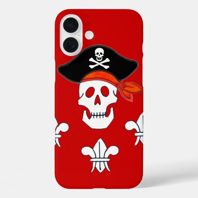 PIRATENFLAGGE, PIRATHAT UND DREI LILIEN Case-Mate iPhone HÜLLE (Rückseite)