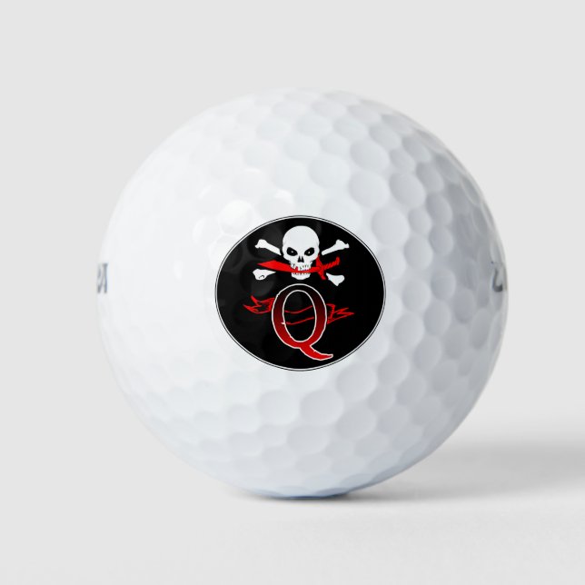 Piratenflagge Q Monogram Golfbälle (Vorderseite)