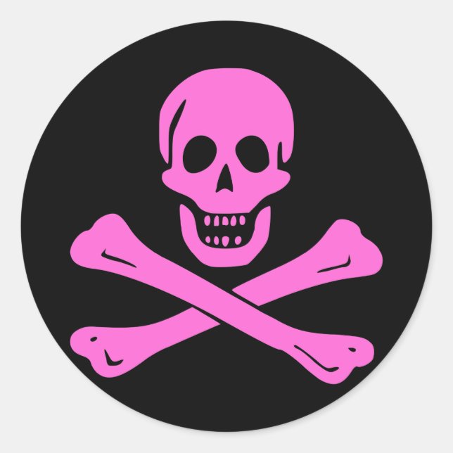 Piratenflagge Rosa Runder Aufkleber (Vorderseite)