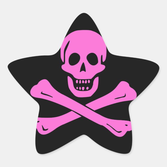 Piratenflagge Rosa Stern-Aufkleber (Vorderseite)