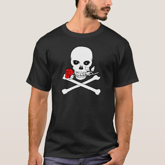 Piratenflagge (Rose)Dunkler T - Shirt (Vorderseite)
