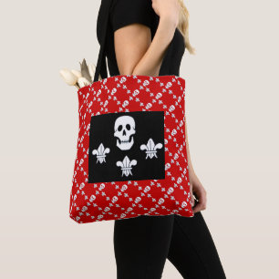 PIRATENFLAGGE SKULL 3 LILILIES RED BLACK PIRATE FL