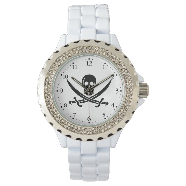 Piratenflagge Skull Crossed Schwerter Armbanduhr (Vorderseite)