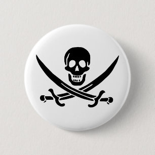 Piratenflagge Skull Crossed Schwerter Button