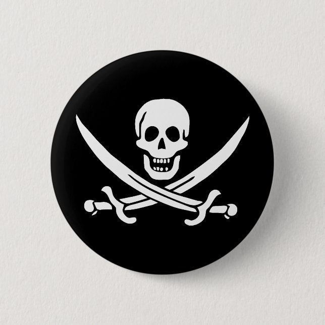 Piratenflagge Skull Crossed Schwerter Button (Vorderseite)