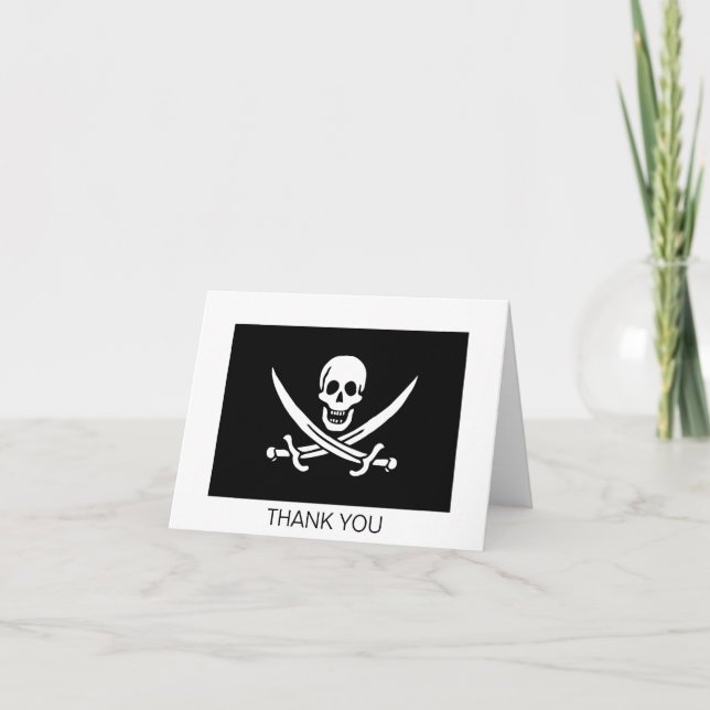 Piratenflagge Skull Crossed Schwerter Dankeskarte (Vorderseite)