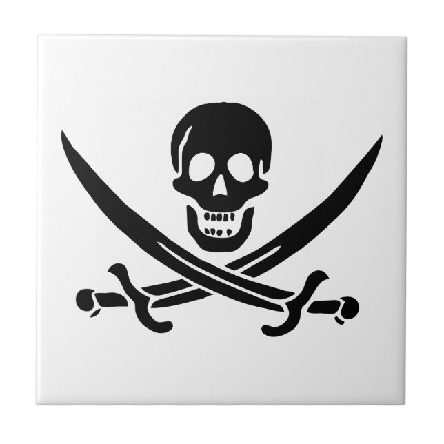 Piratenflagge Skull Crossed Schwerter Fliese (Vorderseite)