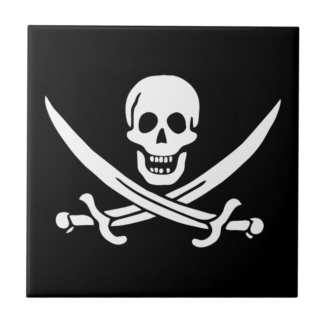 Piratenflagge Skull Crossed Schwerter Fliese (Vorderseite)