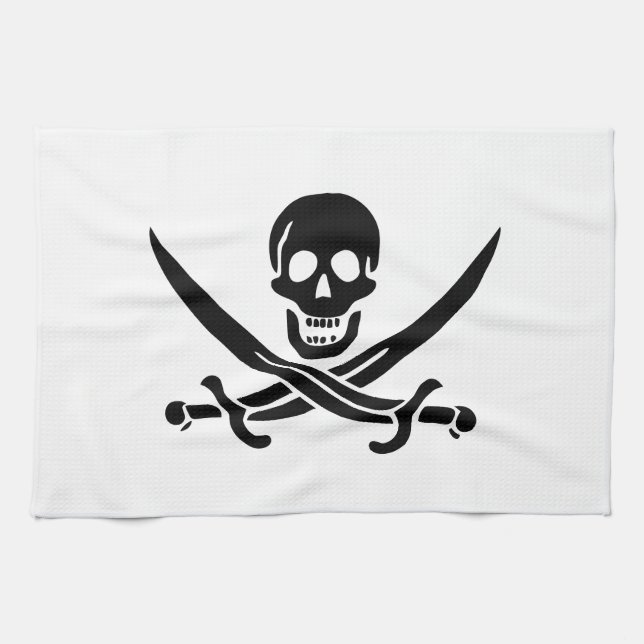 Piratenflagge Skull Crossed Schwerter Geschirrtuch (Horizontal)
