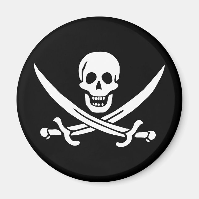 Piratenflagge Skull Crossed Schwerter Magnet (Vorne)