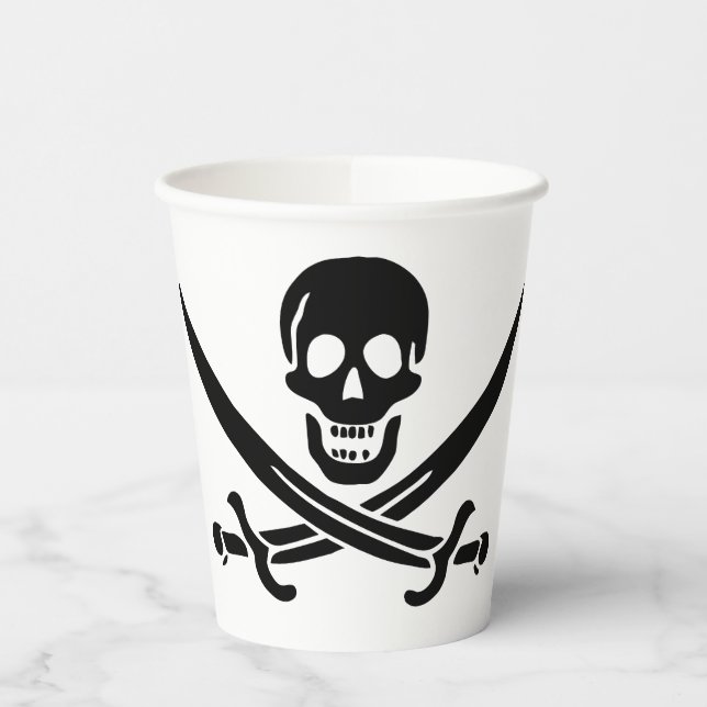 Piratenflagge Skull Crossed Schwerter Pappbecher (Links)