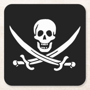 Piratenflagge Skull Crossed Schwerter Rechteckiger Pappuntersetzer