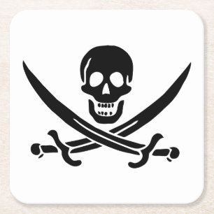 Piratenflagge Skull Crossed Schwerter Rechteckiger Pappuntersetzer