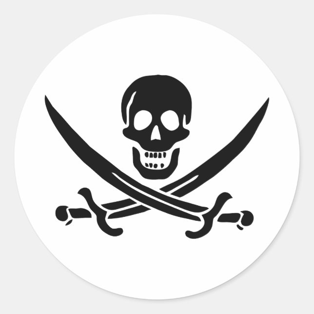 Piratenflagge Skull Crossed Schwerter Runder Aufkleber (Vorderseite)