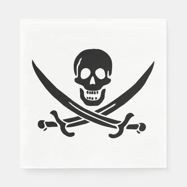 Piratenflagge Skull Crossed Schwerter Serviette (Vorderseite)