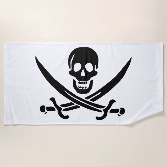 Piratenflagge Skull Crossed Schwerter Strandtuch (Vorderseite)