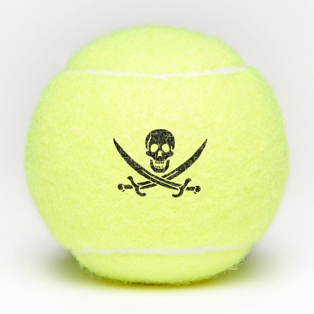 Piratenflagge Skull Crossed Schwerter Tennisbälle (Vorderseite)