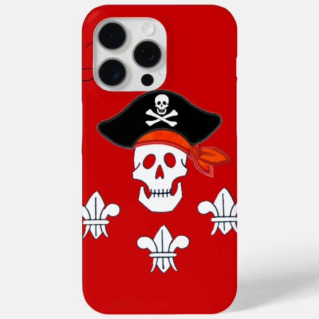 PIRATENFLAGGE-SKULL, PIRATHAT, DREI LILIES-MONOGRA Case-Mate iPhone HÜLLE (Rückseite)