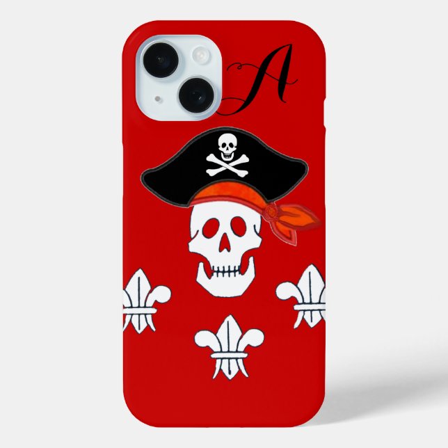 PIRATENFLAGGE-SKULL, PIRATHAT, DREI LILIES-MONOGRA Case-Mate iPhone HÜLLE (Rückseite)