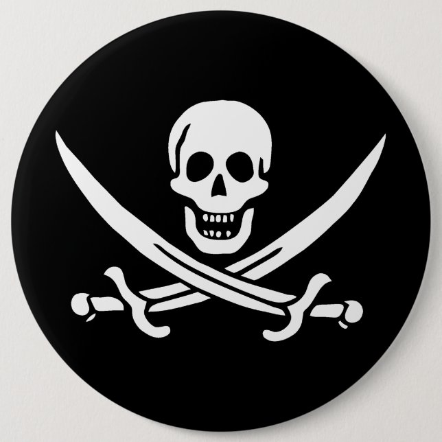 Piratenflagge Skull & Schwerter Jack Calico Button (Vorderseite)