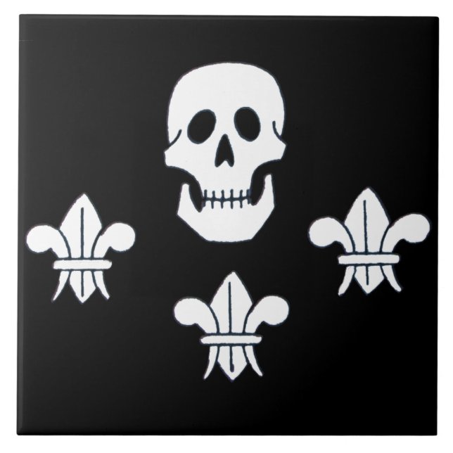 PIRATENFLAGGE SKULL UND DREI LILIES FLAG FLIESE (Vorderseite)