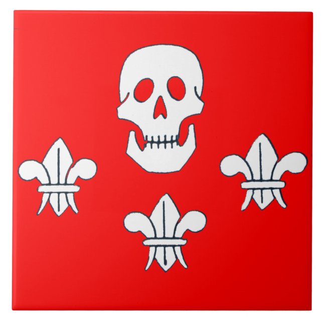 PIRATENFLAGGE SKULL UND DREI LILIES FLAG FLIESE (Vorderseite)