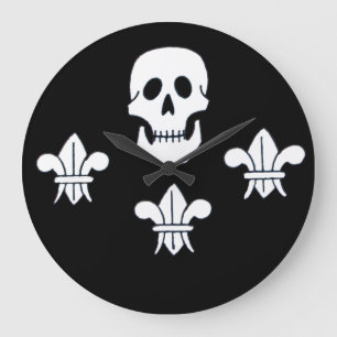 PIRATENFLAGGE SKULL UND DREI LILIES FLAG GROßE WANDUHR