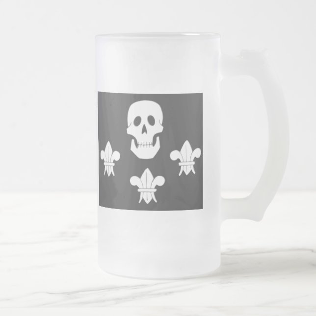 PIRATENFLAGGE SKULL UND DREI LILIES FLAG MATTGLAS BIERGLAS (Rechts)