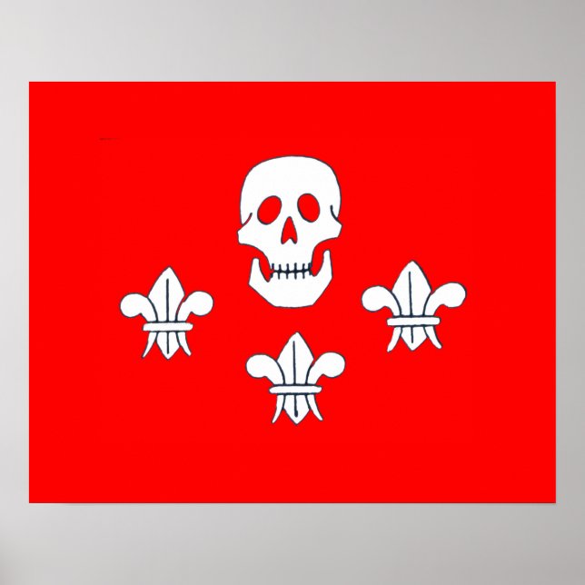 PIRATENFLAGGE SKULL UND DREI LILIES FLAG POSTER (Vorne)