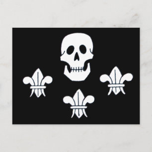 PIRATENFLAGGE SKULL UND DREI LILIES FLAG POSTKARTE