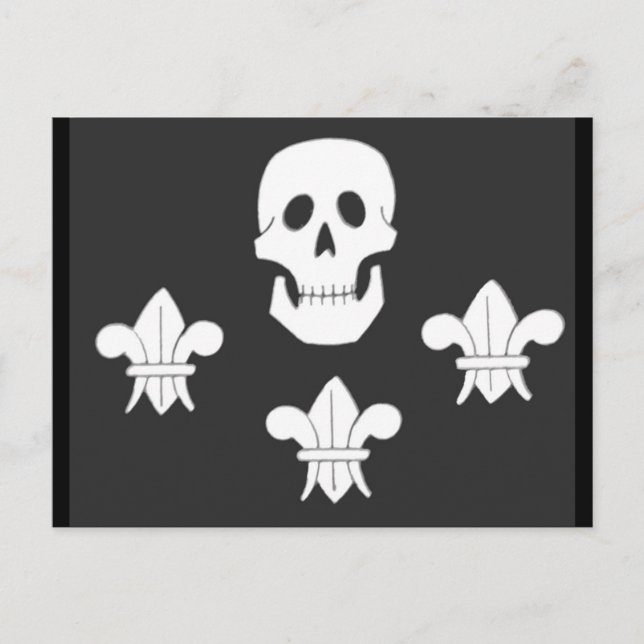 PIRATENFLAGGE SKULL UND DREI LILIES FLAG POSTKARTE (Vorderseite)