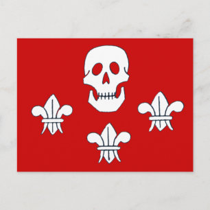 PIRATENFLAGGE SKULL UND DREI LILIES FLAG POSTKARTE