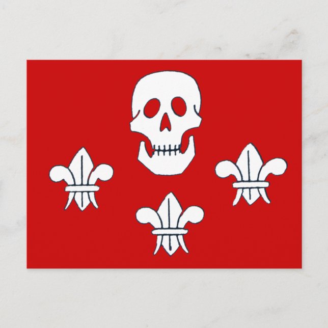 PIRATENFLAGGE SKULL UND DREI LILIES FLAG POSTKARTE (Vorderseite)