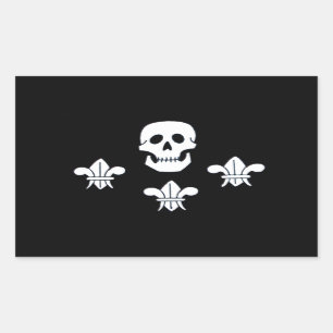 PIRATENFLAGGE SKULL UND DREI LILIES FLAG RECHTECKIGER AUFKLEBER