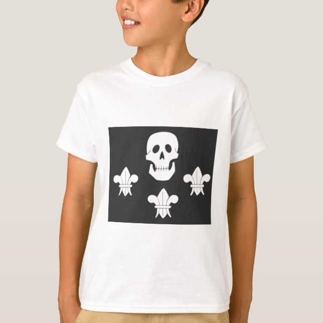 PIRATENFLAGGE SKULL UND DREI LILIES FLAG T-Shirt (Vorderseite)