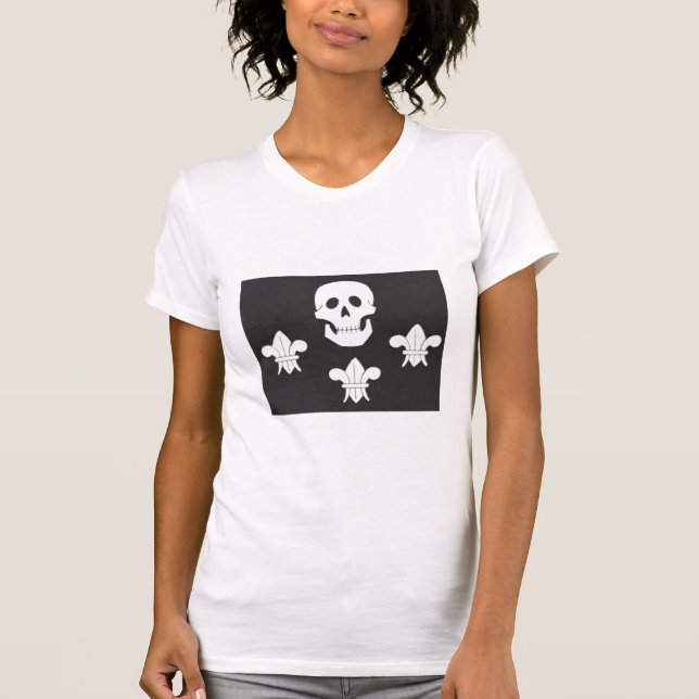 PIRATENFLAGGE SKULL UND DREI LILIES FLAG T-Shirt (Vorderseite)
