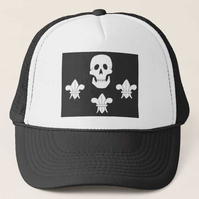 PIRATENFLAGGE SKULL UND DREI LILIES FLAG TRUCKERKAPPE (Vorderseite)