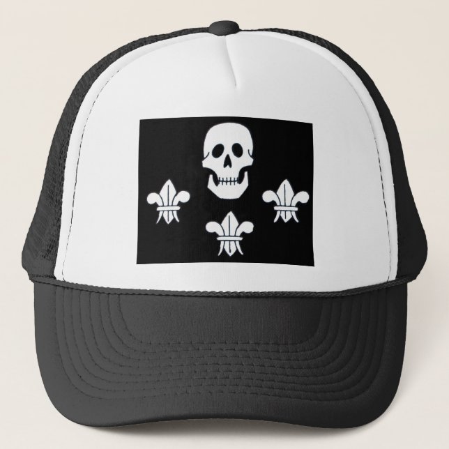 PIRATENFLAGGE SKULL UND DREI LILIES FLAG TRUCKERKAPPE (Vorderseite)