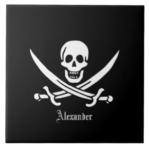 Piratenflagge Skull und Schwerter-Piratenflagge Fliese