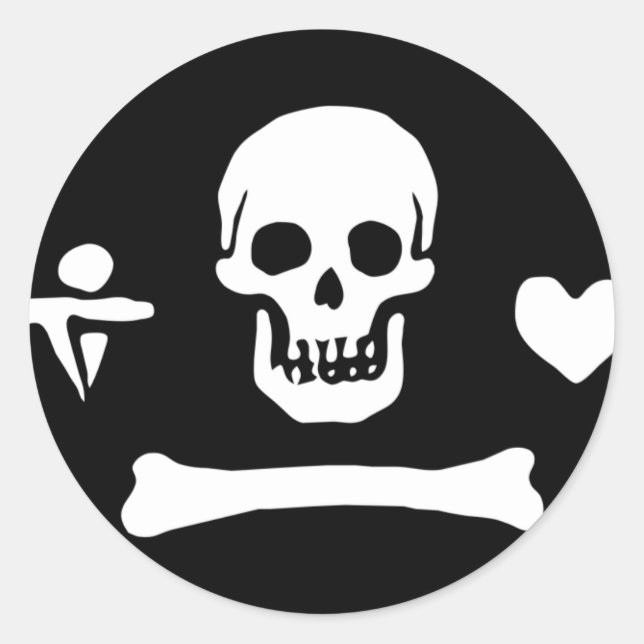 Piratenflagge Stede Bonnet Runder Aufkleber (Vorderseite)