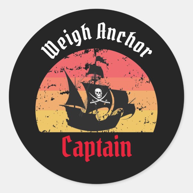 Piratenflagge Sunset Classic Round Aufkleber (Vorderseite)