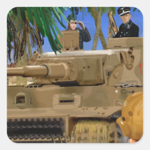 PIRATENFLAGGE-TIGER-BEHÄLTER QUADRATISCHER AUFKLEBER