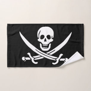 Piratenflagge Totenkopf gekreuzte Schwerter Badhandtuch Set