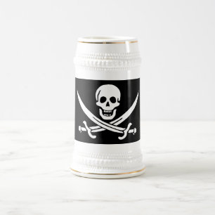 Piratenflagge Totenkopf gekreuzte Schwerter Bierglas