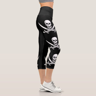 Piratenflagge Totenkopf gekreuzte Schwerter Capri Leggings