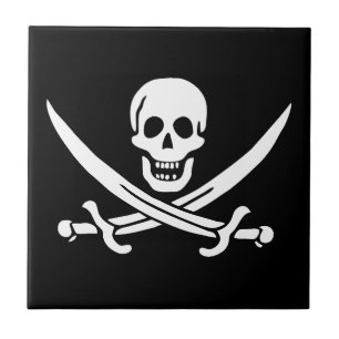 Piratenflagge Totenkopf gekreuzte Schwerter Fliese