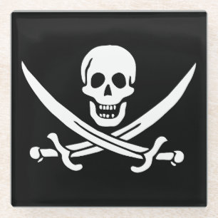 Piratenflagge Totenkopf gekreuzte Schwerter Glasuntersetzer